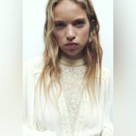 Zara Embroidered Long Sleeve Shirt Large NWT - Picture 4 of 10